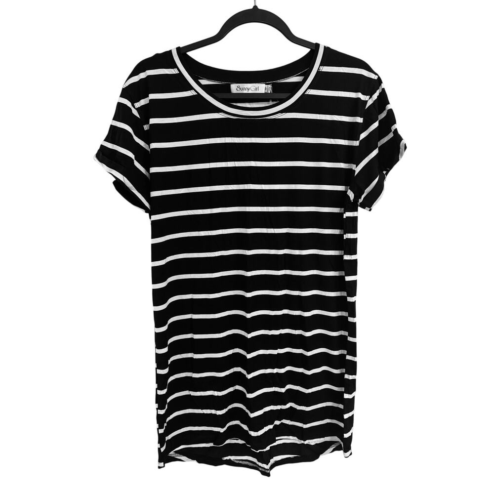 NWT SUNNY GIRL Striped T-Shirt Dress M (1364)